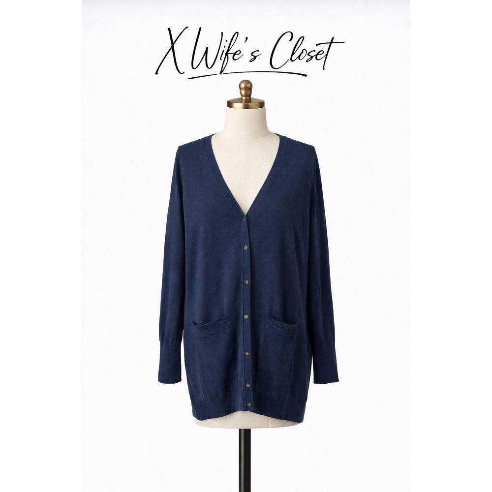 Banana Republic Navy Blue Cardigan Sweater V-Neck Buttons and Pockets Size‎ XL